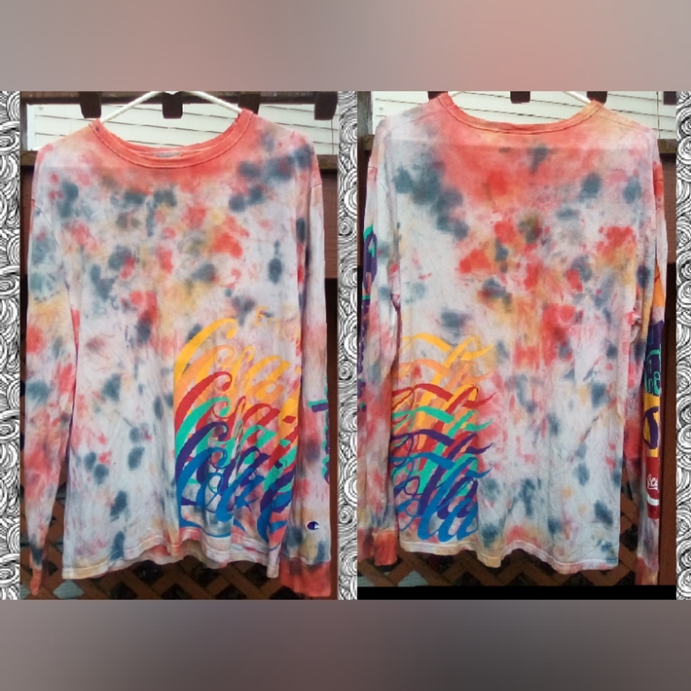 🏆Champion Coca-Cola Custom Tie Dye Long Sleeve Shirt, M🏆 - Picture 1 of 7